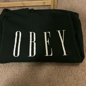 Obey Crewneck. Forest green color. Size L